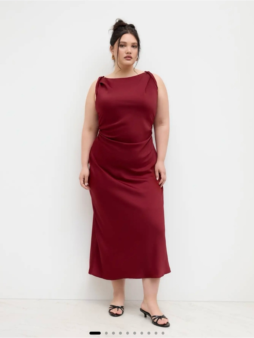 Cider Burgundy Satin Midi Dress | NWT | Size 2XL (Fits Like XL)